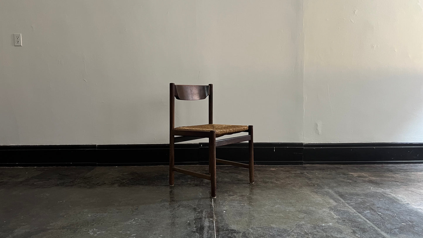 Wenge Wood and Rush Chairs attributed to Martin Visser (set of 6)