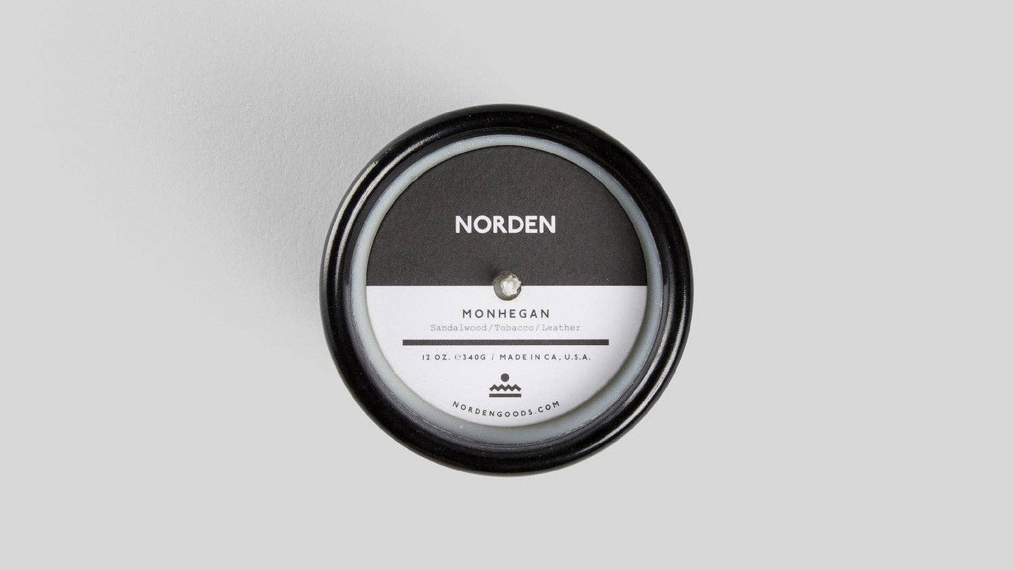Round container with 'Norden' branding on a gray background