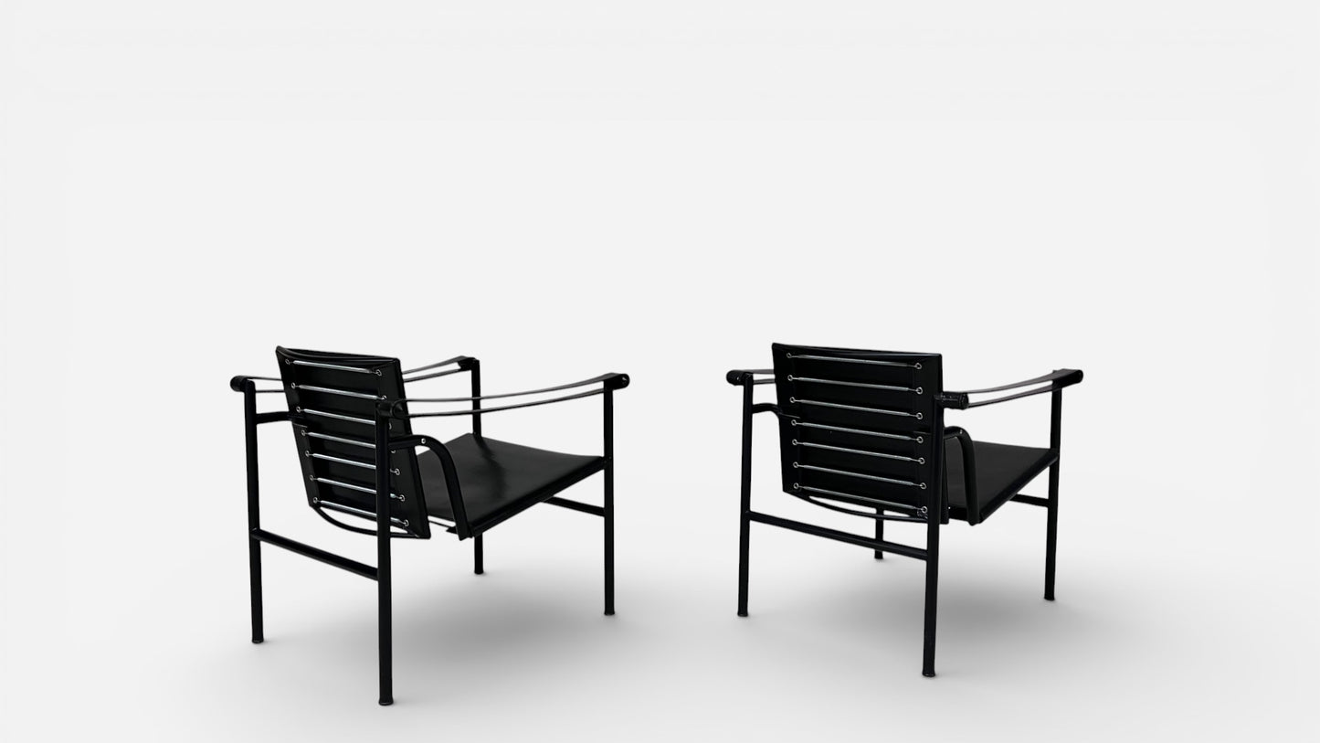 LC1 Chairs by Le Corbusier, Pierre Jeanneret, and Charlotte Perriand for Cassina (Pair)