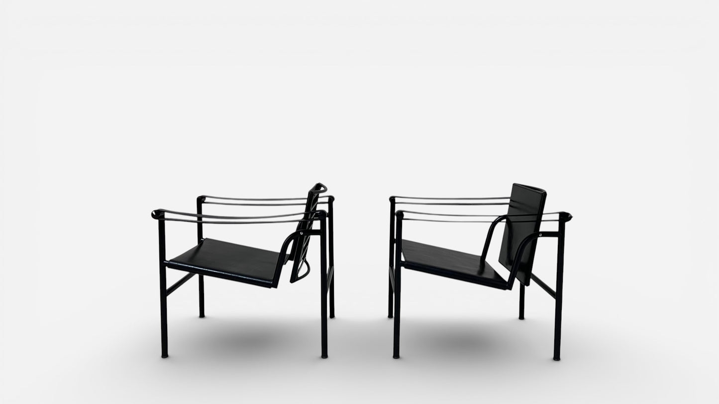 LC1 Chairs by Le Corbusier, Pierre Jeanneret, and Charlotte Perriand for Cassina (Pair)