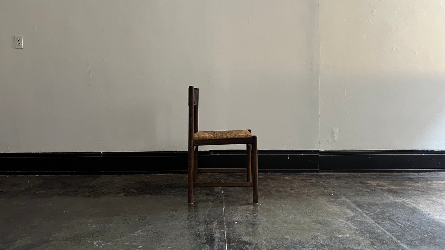 Wenge Wood and Rush Chairs attributed to Martin Visser (set of 6)